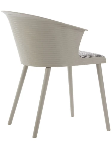 DC277 Стул пластиковый, каркас Бежевый, подушка черно-белая