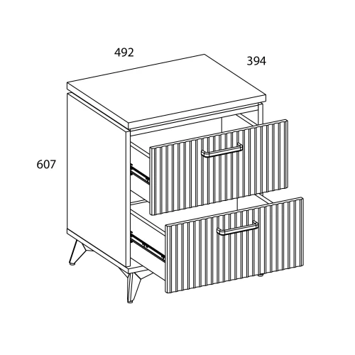 VINATI, Тумба прикроватная 2S. Цвет ПЕРСИДСКИЙ ЖЕМЧУГ/ АМАРОК