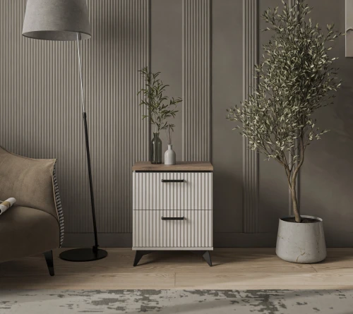 VINATI, Тумба прикроватная 2S. Цвет ПЕРСИДСКИЙ ЖЕМЧУГ/ АМАРОК