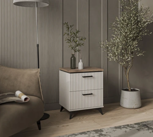 VINATI, Тумба прикроватная 2S. Цвет ПЕРСИДСКИЙ ЖЕМЧУГ/ АМАРОК