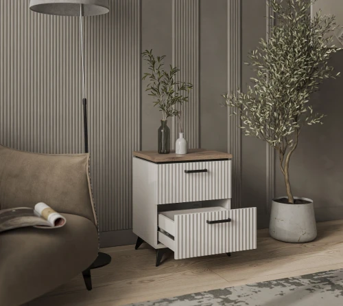 VINATI, Тумба прикроватная 2S. Цвет ПЕРСИДСКИЙ ЖЕМЧУГ/ АМАРОК