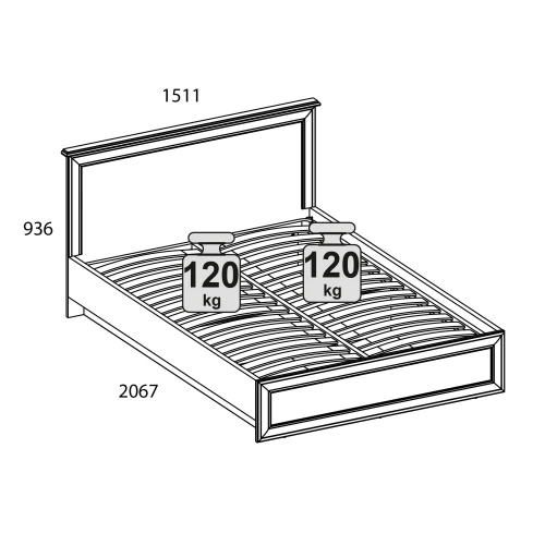Кровать 140 с подъемником, TIFFANY, цвет вудлайн кремовый