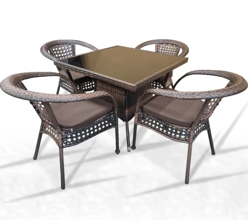 Комплект мебели Римини + 4 кресла Руардин из искусственного ротанга Dark Brown
