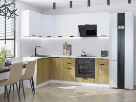 Кухонный гарнитур Евро Лайн-05 Белый/Дуб песочный Белый