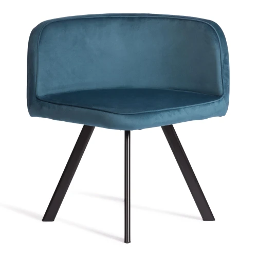 Комплект (стол, 4 стула) QUADRON (mod. PT14) Стол: МДФ/металл, стул: металл/велюр, 100х100х73 см, 69х56х71 см, Blue (синий/бирюзовый) HLR62/черн.