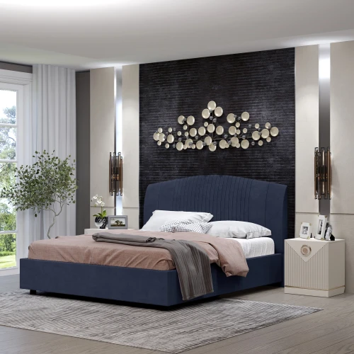 Кровать-12М с подъемным основанием 1800 темно-синяя