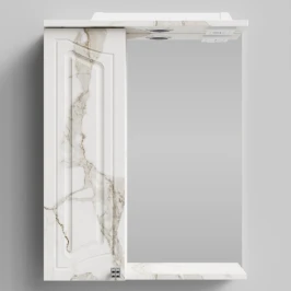 Зеркало Адам 55, Мрамор Белый натур милк ПВХ 2537, левая