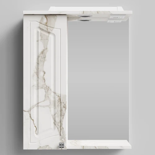 Зеркало Адам 55, Мрамор Белый натур милк ПВХ 2537, левая