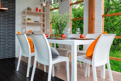 Комплект пластиковой мебели Bica VIRGINIA, 6 стульев + 1 стол, белый