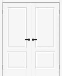 Двустворчатая межкомнатная распашная дверь BRAVO Неоклассик-32 White Silk