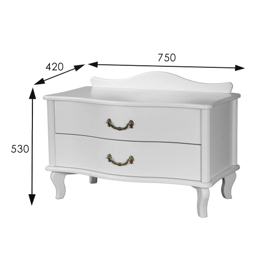 Тумбочка Джульетта широкая 2 ящика молочный дуб Л