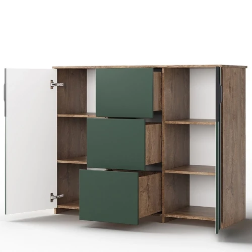 Комод «Герта» КМК 0979.16, дуб канзас/зеленый матовый