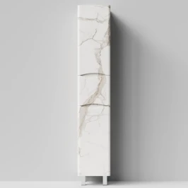 Пенал Адель 35 (1 ящик, 2 двери) напольный, Мрамор Белый натур милк ПВХ 2537, левый, бельевая корзина