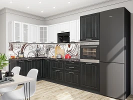 Готовый кухонный гарнитур Прага-03 Белое дерево/Венге Премиум