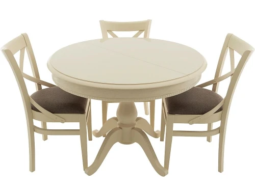 Стол «Фабрицио 1» GLASS (D 1000), слоновая кость