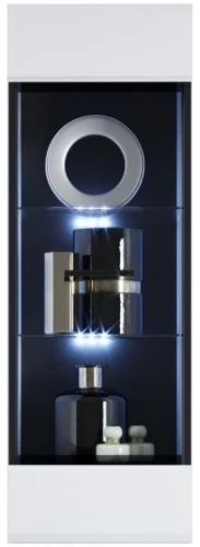 Пенал-витрина «Йорк» навесная (02), Белый/белый глянец