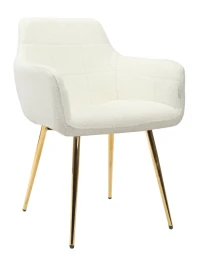 DC833 Стул мягкий с подлокотниками, БЕЛЫЙ букля, каркас металл золото DC833 Стул мягкий с подлокотниками, БЕЛЫЙ букля, каркас металл золото