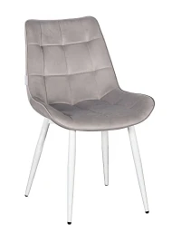 DC705 Стул мягкий, СЕРЕБРО#G62-37 велюр, каркас металл белый