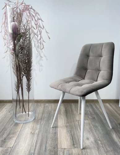 Стул CHILLI-Q светло-серый #26, велюр / белый каркас, 4 шт/ 1 к, М-City