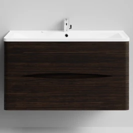 Тумба Адель 100  подвесной, Палисандр ПВХ 43101 Vodok с раковиной в комплекте