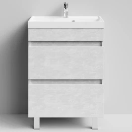 Тумба Бест 60  напольный, Белый камень ПВХ 57805 Vodok с раковиной в комплекте