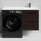 Тумба Смайл 110 подвесной, под стиральную машину, правая, Палисандр ПВХ 43101 Vodok с раковиной в комплекте