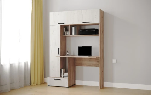 Компьютерный стол Квартет-11, Дуб крафт табачный, дуб крафт белый