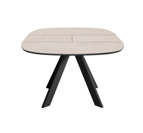 Стол DikLine BK100 Керамика Krater Perla (бежевый матовый)/подстолье черное/опоры черные