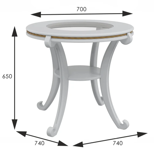 Стол журнальный Глория С молочный дуб Л