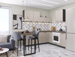 Угловая модульная кухня Фрейм-03 Cream Silk Graphite 2140*2200/2000*600