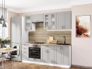Прямая модульная кухня Лофт-01 Grey Silk Белый 2140*2200*600