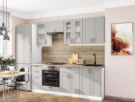 Прямая модульная кухня Лофт-01 Grey Silk Белый 2140*2200*600