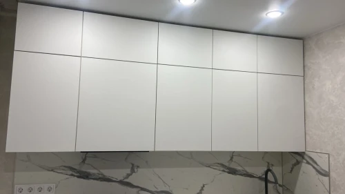 Трехъярусная кухня Фьюжн 2,5 Silky white/Silky Light grey на заказ по размерам заказчика