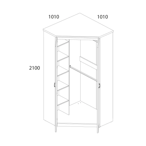 Шкаф угловой 2D, JAZZ, цвет Каштан найроби