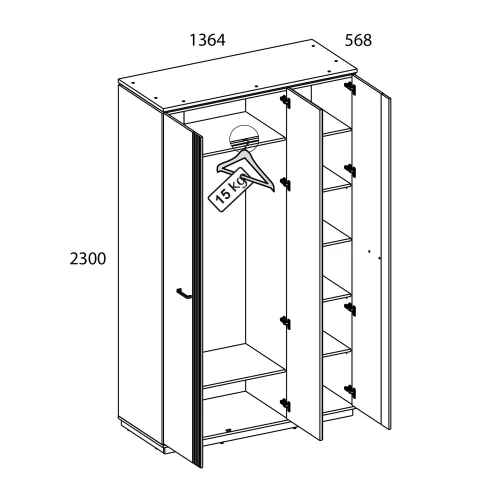 VINATI, Шкаф 3DG Z. Цвет ПЕРСИДСКИЙ ЖЕМЧУГ/ АМАРОК