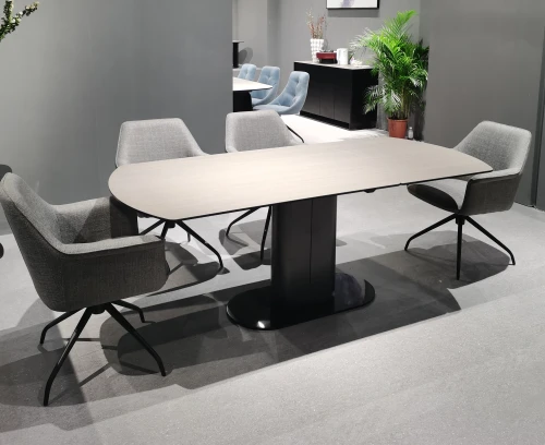 Стол KAI 140 TL-110 поворотная система раскладки, испанская керамика / Темно-серый / Черный, ®DISAUR