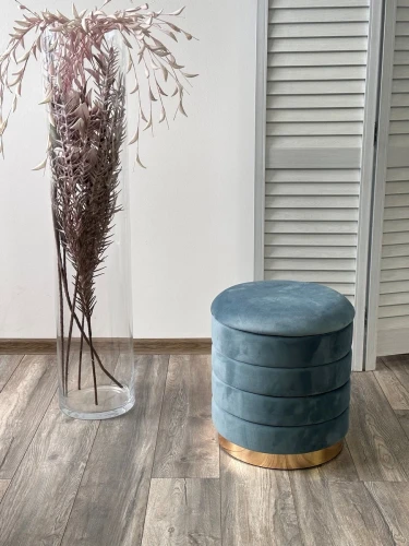 Пуф для гостиной ФРЕД бирюзовый BM-88, велюр / золотой каркас М-City