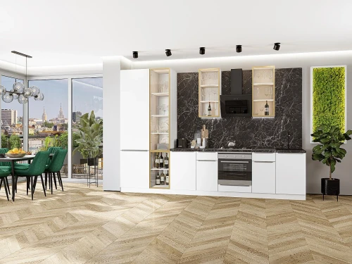 Кухонный гарнитур Фьюжн-08 Silky White Белый