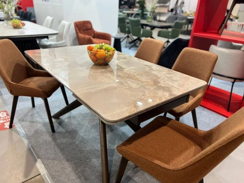 Стол EDER 160 GLOSS AMBER JADE SOLID CERAMIC / Орех, ®DISAUR