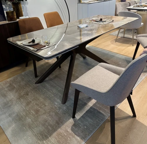 Стол EDER 160 GLOSS AMBER JADE SOLID CERAMIC / Орех, ®DISAUR