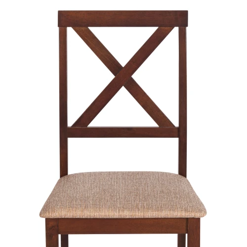 Обеденный комплект Хадсон (стол + 4 стула)/ Hudson Dining Set дерево гевея/мдф, стол: 110х70х75см / стул: 44х42х89см, cappuccino (темный орех), ткань кор.-зол. (1