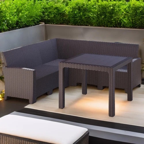 Комплект мебели с угловым диваном под ротанг Калифорния “California“ 188х188 см 5 места без подушек со столом 95х95 см