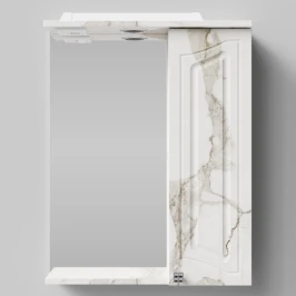 Зеркало Адам 55, Мрамор Белый натур милк ПВХ 2537, правая