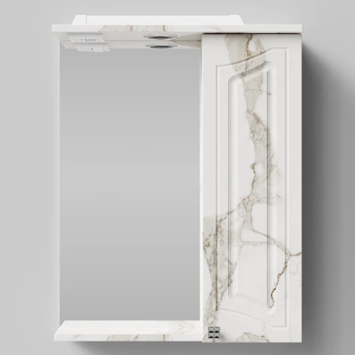 Зеркало Адам 55, Мрамор Белый натур милк ПВХ 2537, правая