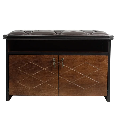 Банкетка Патриция 2 орех, к/з Ева 1, каретная стяжка Л