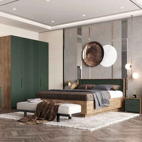 Тумба «Герта» 1я КМК 0979.19, дуб канзас/зеленый матовый