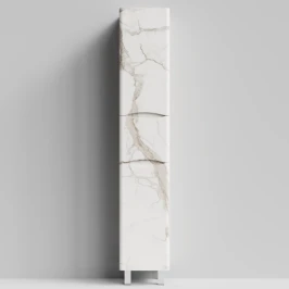 Пенал Адель 35 (1 ящик, 2 двери) напольный, Мрамор Белый натур милк ПВХ 2537, правый, бельевая корзина