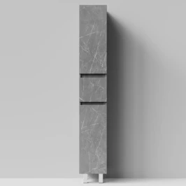 Пенал Бест 30 (2 двери, 1 ящик) напольный, Мрамор Серый софт тач ПВХ 4044-1, левый, бельевая корзина