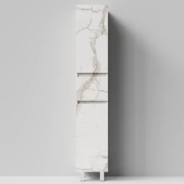 Пенал Бест 35 (2 двери, 1 ящик) напольный, Мрамор Белый натур милк ПВХ 2537, левый, бельевая корзина