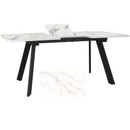 Стол LARSEN 138*83+40 Столешница закал стекло, Мрамор 33, каркас черный